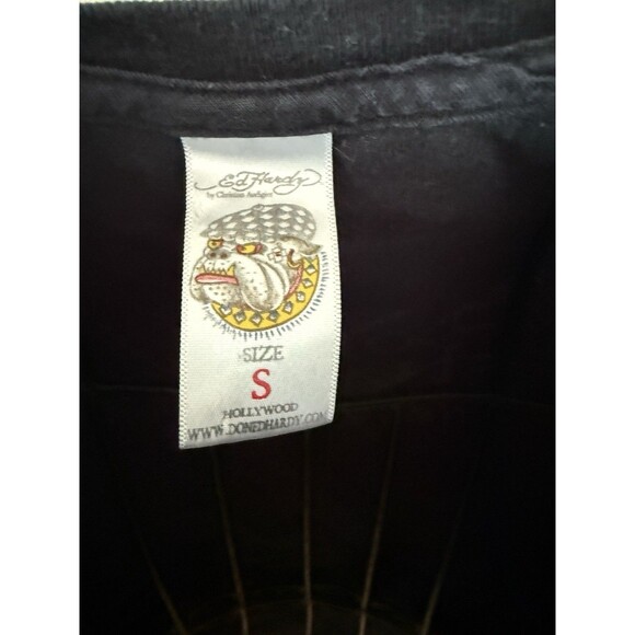 Ed Hardy Y2K 2000s Rhinestone Skull Bling Black women’s T-Shirt Love Dies Hard S - Picture 3 of 7